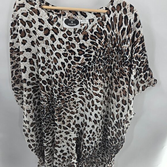 Style in Fashion Animal Print 100% Rayon Tassels Made in India Tunic Top 2x - Picture 1 of 11